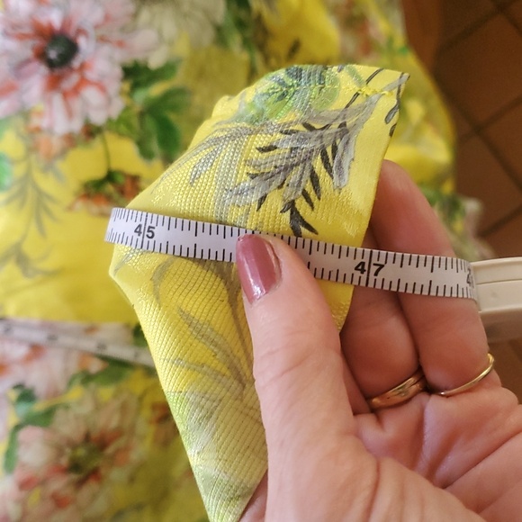 Anthropologie Sparrow Silky Floral Yellow Slit Hems Midi Sz. 12 Dress NWT - Picture 5 of 13